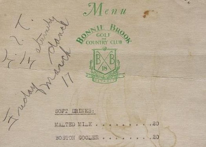 Bonnie Brook Golf Course - Bonnie Brook Menu (newer photo)